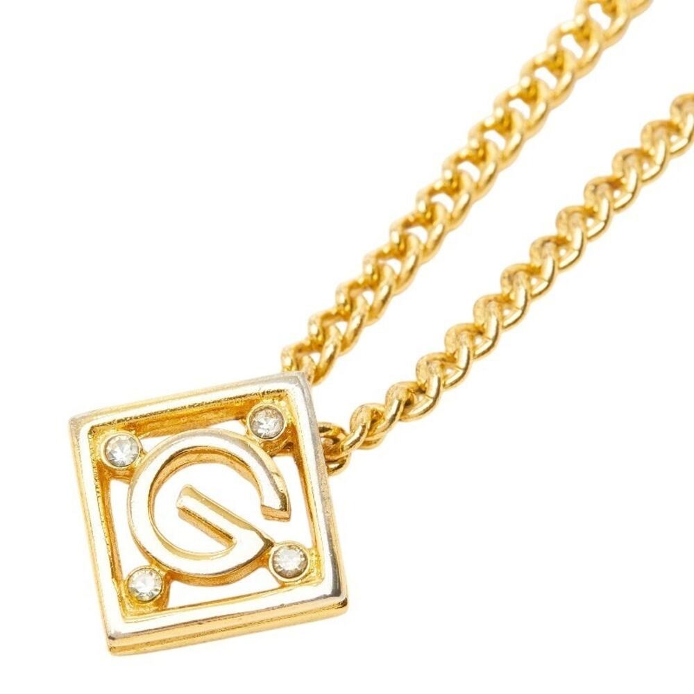 Givenchy G Logo Gold Plated Rhinestone Necklace
